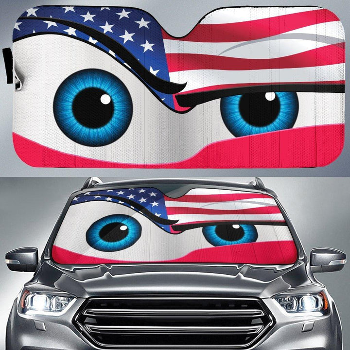 USA flag Eyes Cartoon Colorful Car Sunshade - Customforcars - 2