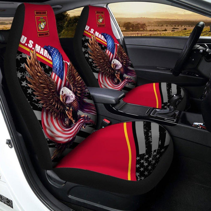 USMC Car Seat Cover Bald Eagle American Flag United States Marine Corps - Customforcars - 2