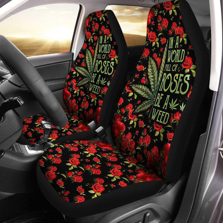 Weed Car Seat Covers In A World Full Of Roses Pattern - Customforcars - 2