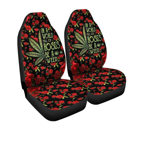 Weed Car Seat Covers In A World Full Of Roses Patternezcustomcar.com-1