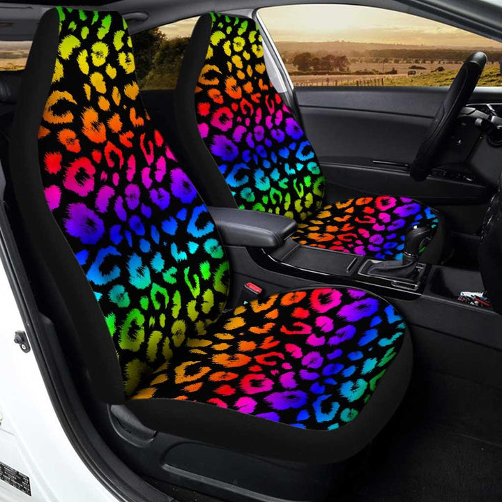 Wild Cheetah Rainbow Skin Pattern Car Seat Covers - Customforcars - 3
