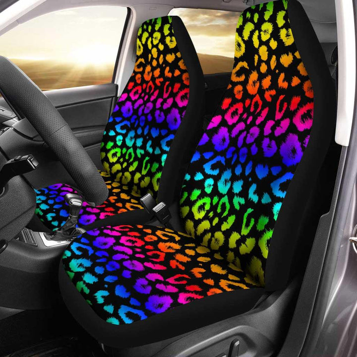 Wild Cheetah Rainbow Skin Pattern Car Seat Covers - Customforcars - 2