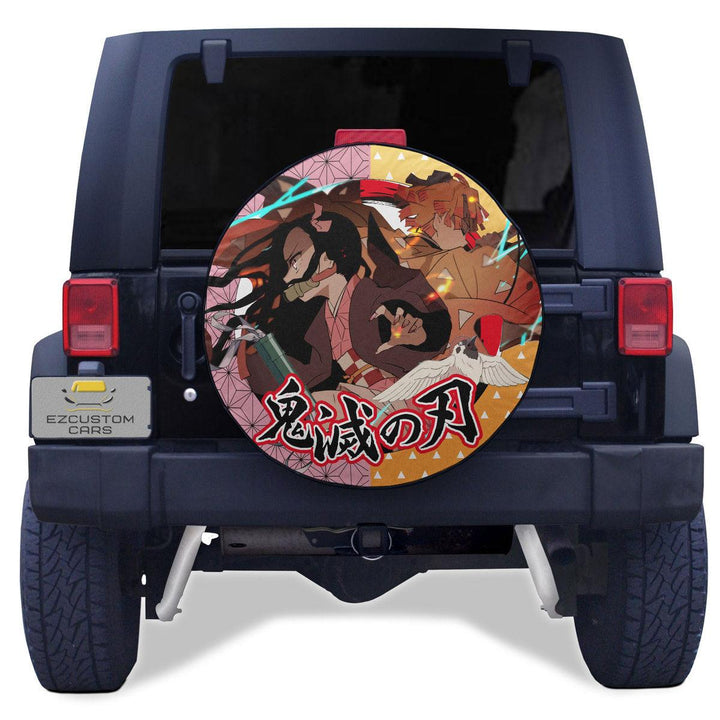 Zenitsu x Nezuko Spare Tire Cover Demon Slayer Anime Custom Car Accessories - EzCustomcar - 1