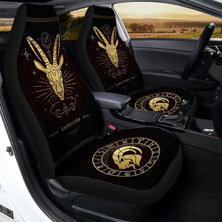 Zodiac Golden Capricorn Horoscope Car Seat Covers - Customforcars - 3