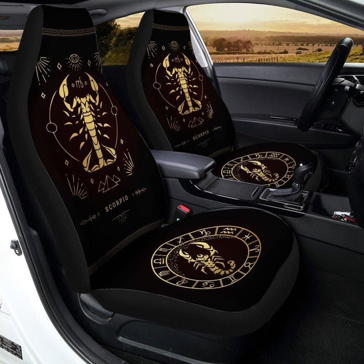 Zodiac Golden Scorpio Horoscope Car Seat Covers - Customforcars - 3