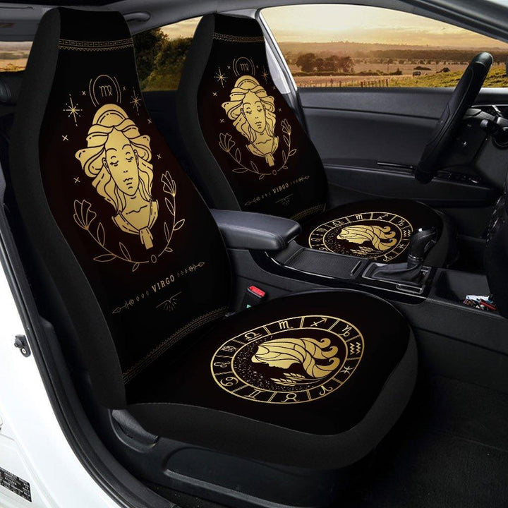 Zodiac Golden Virgo Horoscope Car Seat Covers - Customforcars - 3