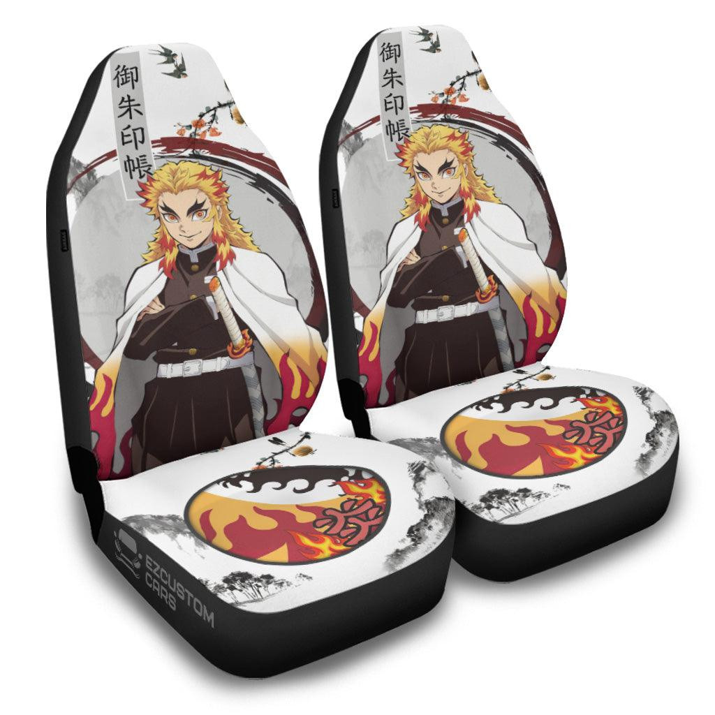Demon Slayer Anime Car Seat Covers Kyojuro Rengoku Japanese Style