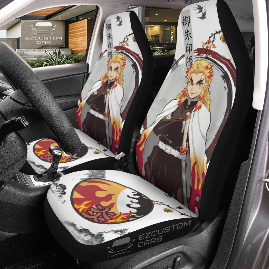 Demon Slayer Anime Car Seat Covers Kyojuro Rengoku Japanese Style
