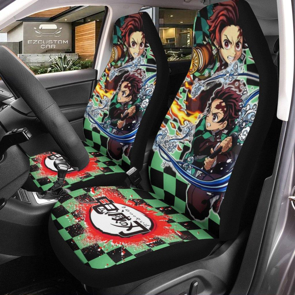 Demon Slayers Car Seat Covers Anime Car Accessories Tanjiro Kamado