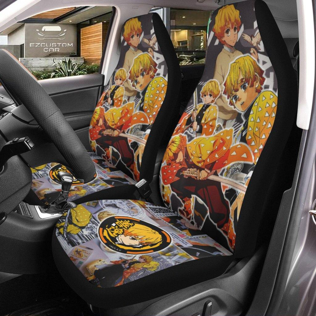 Demon Slayers Car Seat Covers Zenitsu Agatsuma Custom Car Accessories