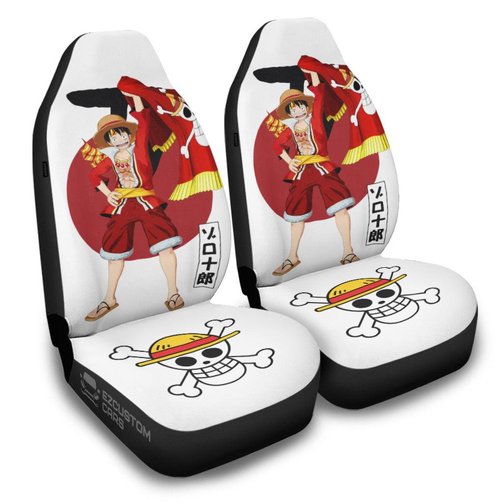 Luffy Car Seat Covers One Piece Luffy Flag