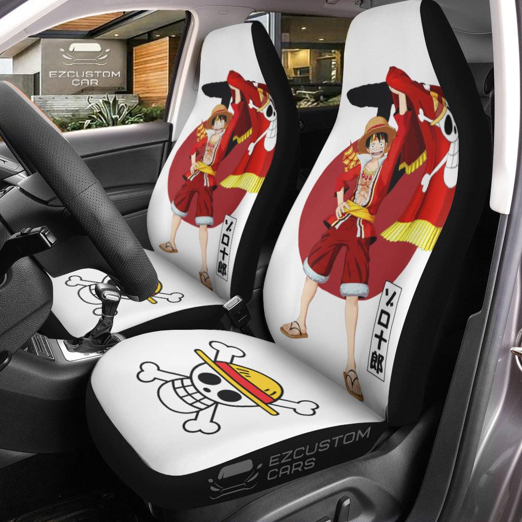 Luffy Car Seat Covers One Piece Luffy Flag