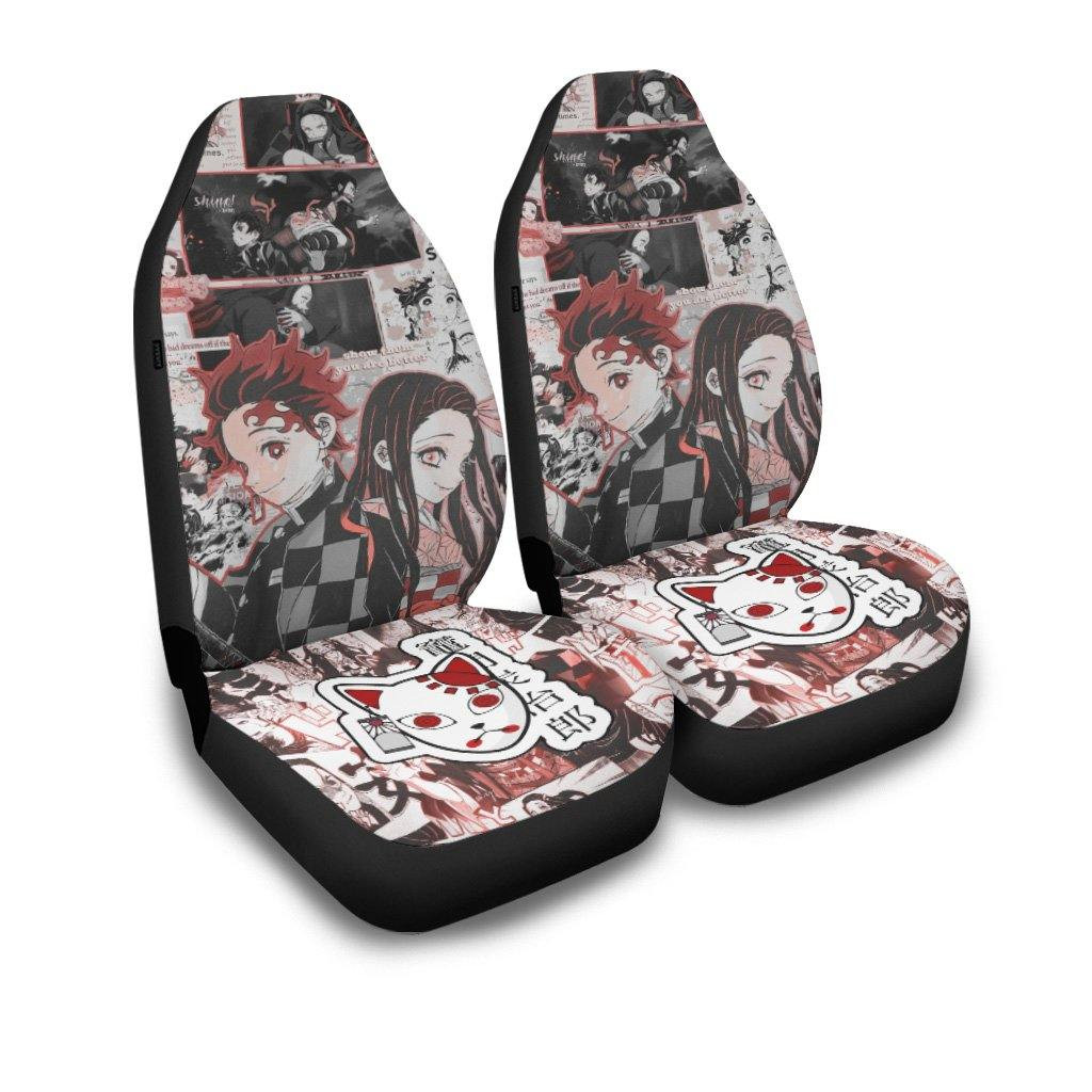Nezuko and Tanjiro Car Seat Covers Demon Slayer Anime Car Accessories