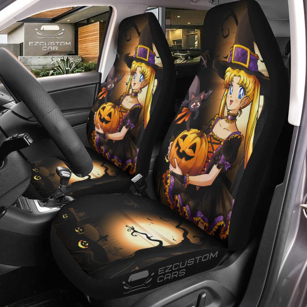 Sailor Moon Car Seat Covers Halloween Anime Car Decor Sailor Moon and Mouse