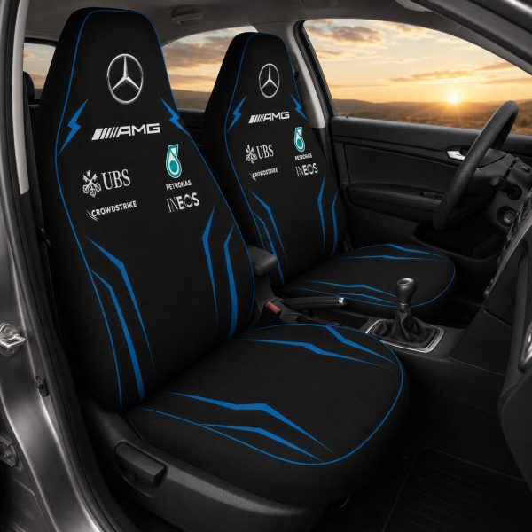 Black Blue AMG Petronas Car Seat Covers